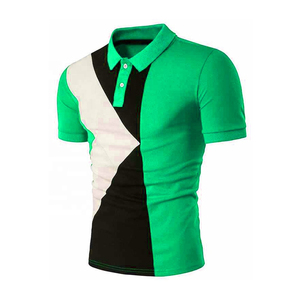 เสื้อโปโลแขนสั้นผู้ชายสีเทาลายทางถักนิตติ้ง สไตล์ลำลอง ระบายอากาศได้ดี ดีไซน์สีตัดต่อ - Product Image 4