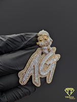 Collana Hip Hop Personalizzata con Nome AG in Moissanite, Gioiello Bling con Diamanti Cartoon, Regalo