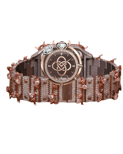 Reloj de Lujo para Hombre, Estilo Hip Hop, en Oro Rosa con Incrustaciones de Circonitas, Acero Inoxidable, Diseño de Espinas Personalizado, Movimiento de Cuarzo, Resistente al Agua 10 Bar - Product Image 2