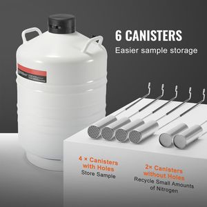 Contenitore per Azoto Liquido in Lega di Alluminio da 30L con 6 Bombole e Borsa per il Trasporto con Cinghie - Dewar da Laboratorio - Product Image 5