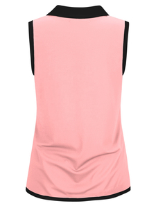 Haut zippé sans manches pour femme, col polo, couleur unie, séchage rapide, coupe sportive, tricoté en polyester de haute qualité - Product Image 4