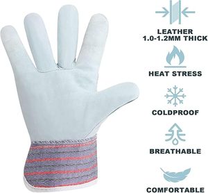 Heavy Duty Safety <b>Gloves</b> Cowhide Wrist-Length for Sports - Product Image 2