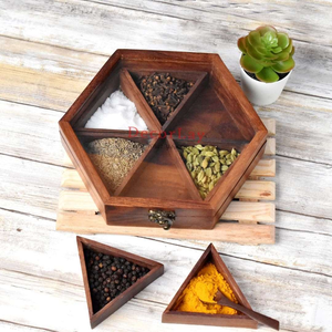 Wood Spice <b>Box</b> Wholesale Supplier With Carved Lid Manual Grinder <b>Herb</b> Storage Organizer <b>Box</b> Best Prices - Product Image 3
