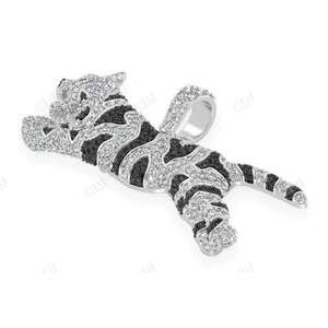 Luxury Animal Jewelry Bling Piece Hip Hop Tiger Pendant Iced Out Necklace Silver Gold 10K 14K Jumping Tiger <b>Rapper</b> <b>Chain</b> - Product Image 5