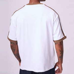 T-shirt col en V, style décontracté, tendance, uni, vintage, tricoté, coupe régulière, extensible, logo personnalisé sur le devant, séchage rapide - Product Image 2