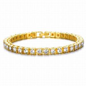Classic Round Brilliant Cut Crystal Tennis <b>Bracelet</b> Rhodium Plated 925 Silver Women's Wedding Jewelry - Product Image 2