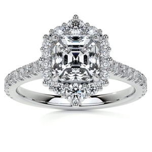 Asscher Cut Moissanite <b>Solitaire</b> Engagement Wedding Promise <b>Ring</b> 925 Sterling <b>Silver</b> 14K Gold Plated Luxury Prong Set for Women - Product Image 1