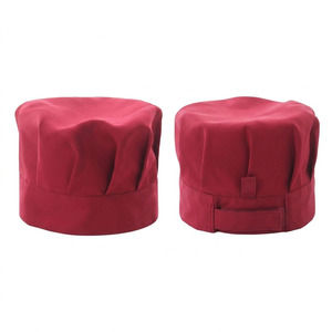 Casquette de chef imperméable en polyester/coton de qualité supérieure, rouge, réglable avec fermeture à pression, logo personnalisé imprimé numériquement, unisexe, pour restaurant et bar - Product Image 1