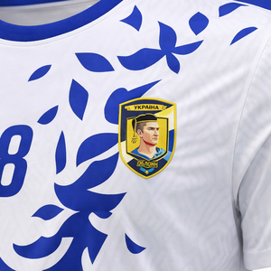 Conjunto de Camiseta de Fútbol Sublimada Personalizada, Blanca y Azul, con Nombre del Jugador, Manga Corta, Cuello en V, Secado Rápido, Unisex, para Adultos - Product Image 4