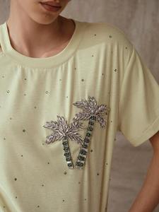 เสื้อเบลาส์ปักลายลูกปัดลูกปัดทันสมัยสำหรับผู้หญิงแฟชั่นฤดูร้อนงานปักลูกปัดลูกปัดออกแบบสีได้ตามต้องการ - Product Image 2