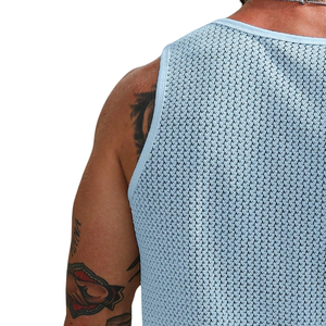 Mens 100% Cotton Open Knit <b>Mesh</b> Tank <b>Top</b> Crew Neck Breathable Summer Casual Streetwear Gym Beach Holiday Fashion Vest XL - Product Image 5