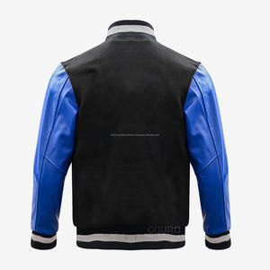 Veste universitaire réversible en cuir véritable et laine de haute qualité, col montant, personnalisable, best-seller pour hommes et femmes - Product Image 2