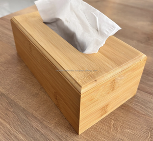 Modern Design Bamboo Wood Bathroom <b>Tissue</b> Box Sliding Bottom <b>Facial</b> Paper Holder - Product Image 2