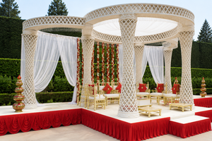 Exquisite Diamond Carved Wedding Mandap Indian Wedding Ivory Mandap Decoration Imperial Ivory Crystal Wedding Fiber Mandap USA - Product Image 5