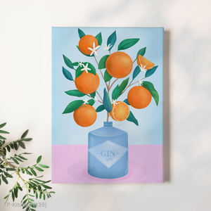 Impresión en lienzo para cocina, ilustración de naturaleza muerta con árbol de naranjo, decoración artística para pared de cocina - Product Image 1