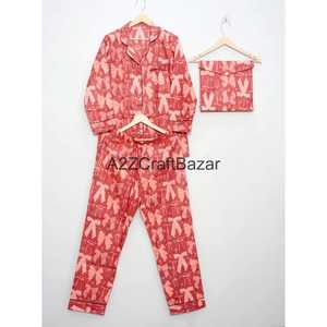 Conjunto de Pijama de Invierno para Mujer, Estampado Floral de Lujo, Manga Larga, 100% Algodón, Suave, Transpirable, de Secado Rápido, Cintura Elástica - Product Image 3