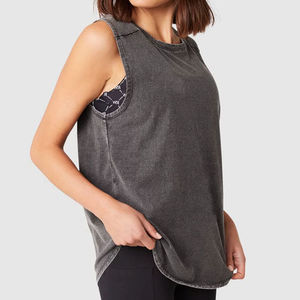 Unisex Acid Wash Summer Camis Solid Cotton Fleece Tank <b>Top</b> High Quality Plus Size Casual Short Women Fashion Custom logo - Product Image 2