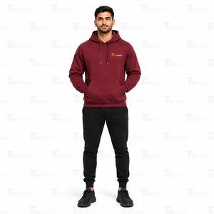 Sudadera con Capucha Color Granate para Hombre, 100% Algodón, Felpa Francesa, Corte Regular, Informal, con Bolsillo Frontal con Logotipo, Diseño Otoñal - Product Image 2