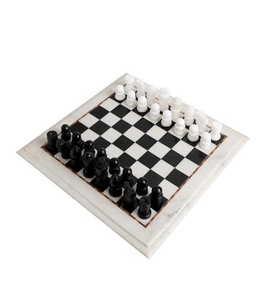 Table d'échecs en marbre avec pièces | Plateau d'échecs en marbre blanc | Plateau de jeu d'échecs pour la maison | Plateau de table fait main - Product Image 3