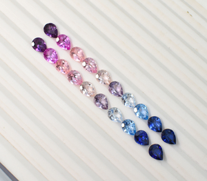 Pierre précieuse de laboratoire multi-saphir sans défaut, taille poire, ensemble de pierres précieuses de laboratoire en corindon 6x4 mm - Product Image 3