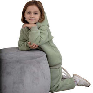 Ensemble sweat-shirt et pantalon de jogging pour garçons, beige, col rond, manches longues, couleur unie, survêtement décontracté avec poches latérales, vêtements d'automne - Product Image 4