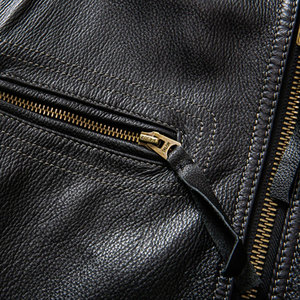 Somine Industries Men's Classic Motorcycle Style Genuine Leather Jacket for Winter <b>Covered</b> <b>Button</b> Closure Breathable Stand - Product Image 2