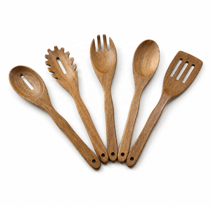 Cuchara de madera natural hecha a mano, la más vendida, con ranuras, ecológica, para cocinar y colar, con mango largo, hecha en Vietnam - Product Image 5