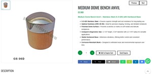 Medium Dome <b>Bench</b> Anvil Stainless Steel 420 Jewelry Work Tool with Hardwood Base for Metal Forming | Item No: GS-06D - Product Image 3