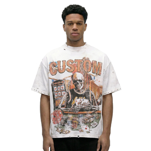 T-shirt surdimensionné à manches courtes pour homme, imprimé crâne casino, style streetwear, en coton, col rond, coupe jersey - Product Image 3