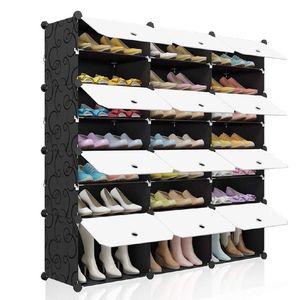 Scarpiera Espandibile Nera a 8 Livelli, Mobile Contenitore Portatile per 48 Paia di Scarpe, Stile Rustico, Include Spazio per Tacchi - Product Image 2