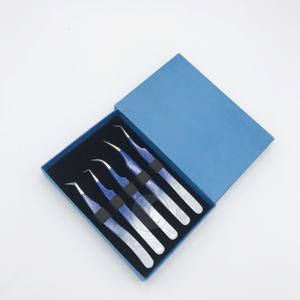 Haute qualité Ombre poudre revêtement argent pointe en acier inoxydable Extension de cils pince à épiler durable étiquette privée pointe pointue - Product Image 2