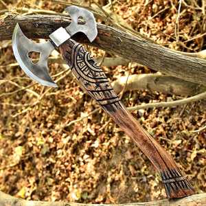 Hacha Vikinga Personalizada de Grado Industrial Hecha a Mano, Forjada en Acero al Carbono, Regalo para Padrinos de Boda, Hacha Vikinga con Hoja de Acero al Carbono y Cuero - Product Image 3