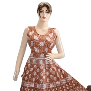 Robe longue maxi en coton écologique, magnifiquement conçue, imprimé floral Jaipuri, couleur rose adorable, pour femmes et filles - Product Image 2