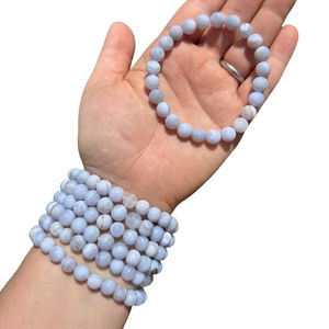 Pulsera de Ágata Azul de Encaje de 8mm de Grado Premium al por Mayor, Cuentas de Cristal Pulido, Artesanía de Piedras Semipreciosas, Amor, Chakra, Mascota Feng - Product Image 1