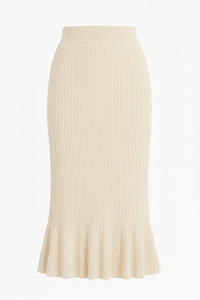 Jupe midi côtelée taille haute pour femme, coupe sirène, ajustée, design tendance, douce et élastique, vente en gros pour marques de mode - Product Image 2