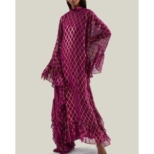 Elegante Vestido de Fiesta y Noche con Cuello en V, de Algodón/Poliéster, Largo hasta el Tobillo, Asimétrico, Corte en A, Liso, Ecológico y Transpirable - Product Image 5