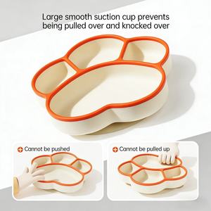 XHJ Brand Printed Logo BPA Free Split Bear Claw Shape Food Grade <b>Liquid</b> <b>Silicone</b> Feeding Tray Plate Children's Tableware Kids - Product Image 3