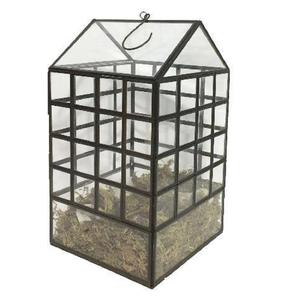 Terrario de Vidrio Decorativo Premium para Exhibición en Vitrinas, Contenedor Geométrico de Vidrio Hecho a Mano con Forma de Casa y Tapa Abatible - Product Image 1