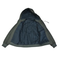 Blouson bomber à capuche pour homme en toile coupe-vent décontracté avec rembourrage épais en polyester, vêtement d'extérieur d'automne avec poches et fermeture éclair