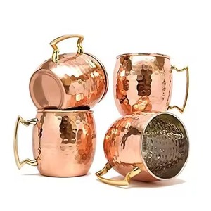 Set of 4 <b>Smooth</b> Texture Coffee Mug Metal Copper Mug Great Travelling Glossy Finished Copper Tea Mug - Product Image 5