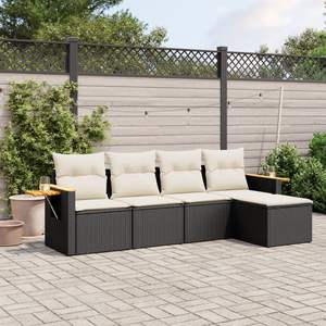 Conjunto de Sofás de Jardín en Negro y Blanco Crema para Muebles de Patio - Product Image 1
