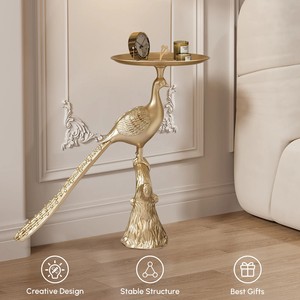 Modern Iron & <b>Marble</b> Tripod Style Floor <b>Lamp</b> Stand with Gold Finish Contemporary Living Room Decor - Product Image 2
