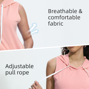 เสื้อกล้ามมีฮู้ดสำหรับผู้หญิงรุ่นใหม่ปี 2026 บริการ OEM ออกแบบโลโก้ตามสั่ง เสื้อกล้ามออกกำลังกายสำหรับผู้ชายระบายอากาศได้ดี ไซส์พลัส เสื้อกล้ามมีฮู้ดสำหรับผู้หญิง - Product Image 4