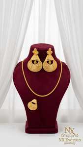 Women's Gold Plated Alloy Necklace and Earring Set Classic Flower Design Wedding Jewelry - Product Image 5