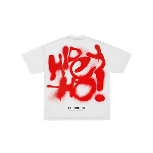 Camiseta Blanca Extra Grande para Hombre con Estampado de Grafiti Rojo en la Espalda, Estilo Urbano, Manga Corta, Cuello Redondo, Jersey de Algodón - Product Image 1