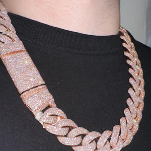 Collar Gargantilla Redondo de Moissanita Brillante, Plata 925 Bañada en Oro Amarillo, Joyería de Lujo para Hombres y Mujeres, Estilo Hip Hop, Eslabones, Iceout, Fiesta - Product Image 2