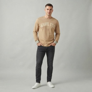 T-shirts en maille 100 % polyester personnalisés de haute qualité pour hommes, coupe décontractée, manches courtes, col rond, HAWK EYE SPORTS 180g - Product Image 1