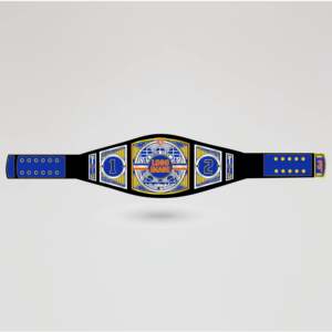 Cinturón de Campeonato de Lucha Libre de los New York Mets, Correa Negra, Metal Azul y Dorado, Cuatro Placas Laterales, Personalizable, Equipo Deportivo - Product Image 2