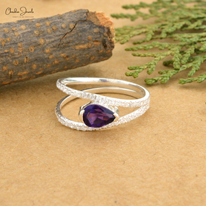 7X5MM Pear Cut Amethyst Gemstone Wedding <b>Ring</b> 925 Sterling Silver Cubic Zircon Stone Engagement <b>Ring</b> Fashion Jewelry for Women - Product Image 1