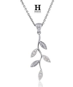 Fabricante de Joyería Fina Personalizada - Colgante de Hoja y Ramita de Diamantes en Oro de 14k para Venta al Por Mayor - Product Image 2